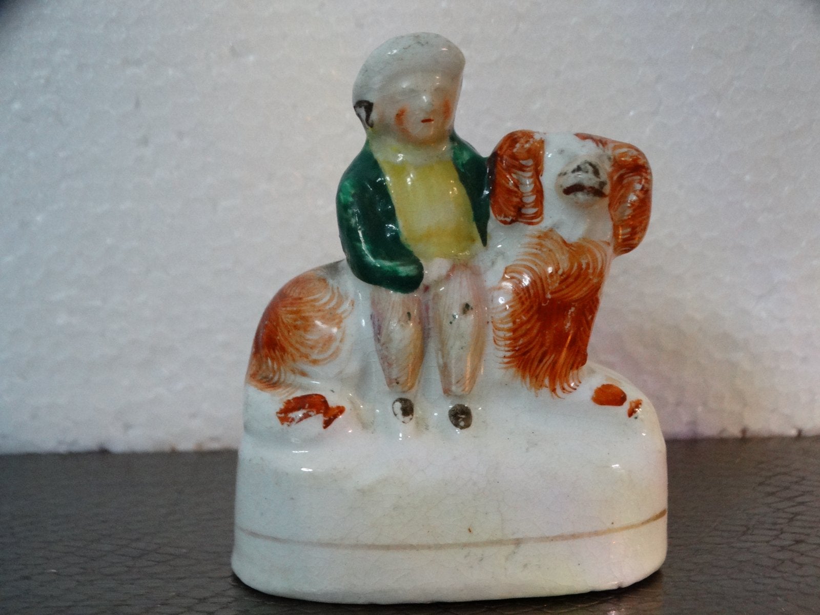 Antiek Stefford Keramiek: Jongen met Hond (ca. 1890), Ophalen of Verzenden