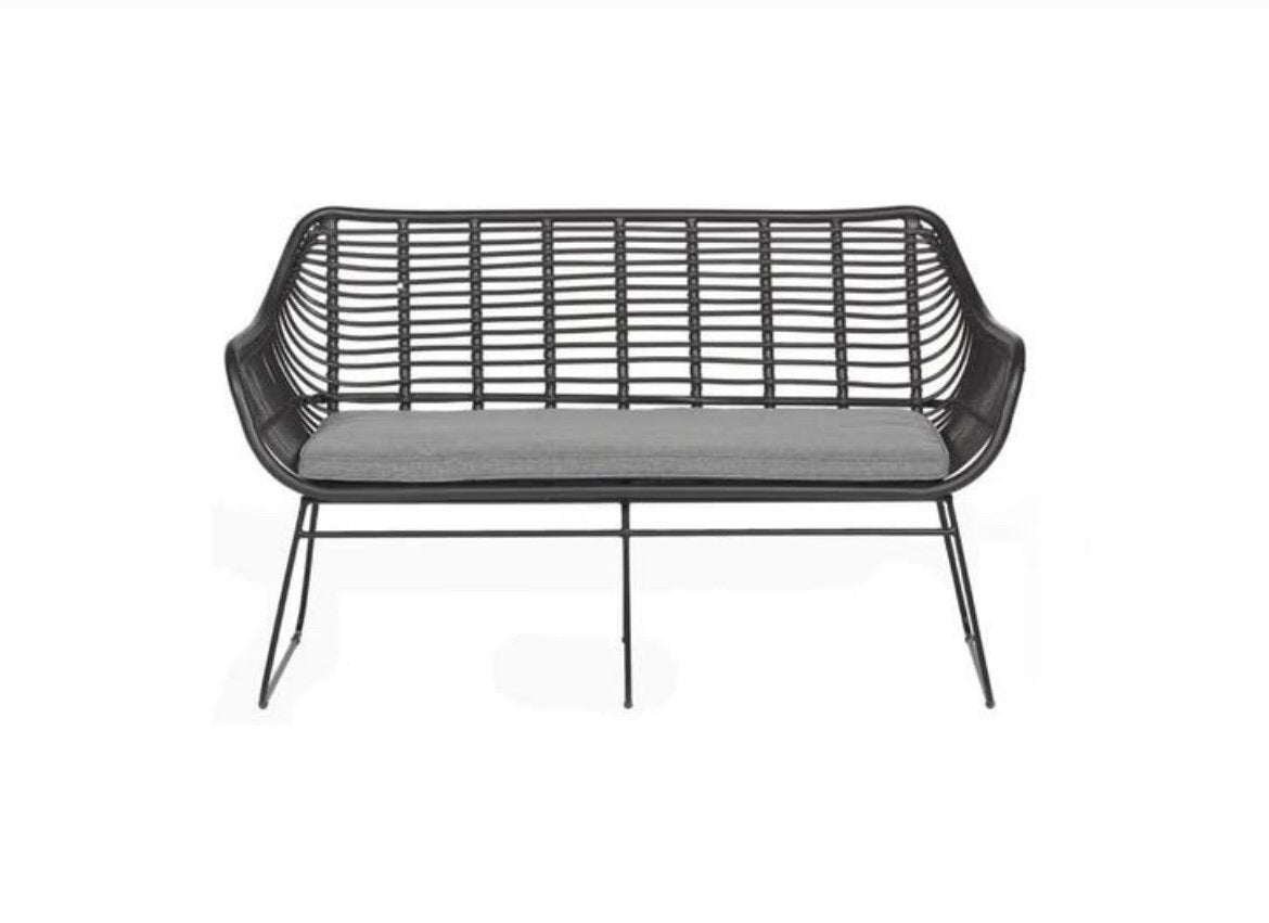 Zwarte Karwei Mason bank / tuinbank, Tuin en Terras, Tuinbanken, Ophalen, Zo goed als nieuw, Wicker
