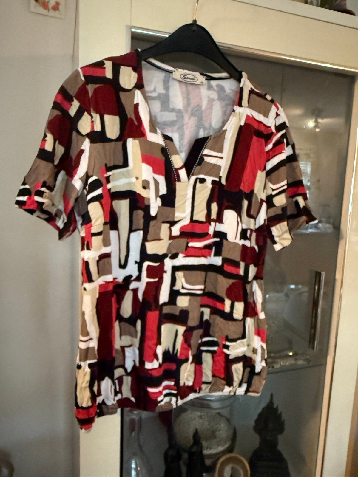 Sensia Dames Top Maat 40 - Kleurrijk Abstract Patroon, Maat 38/40 (M), Ophalen of Verzenden, Zo goed als nieuw, Korte mouw