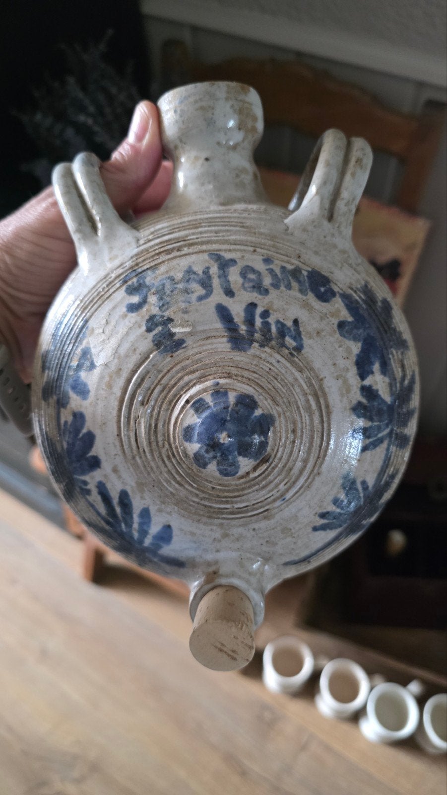 Unieke 19e-Eeuwse Franse Kruik / Pelgrimsfles met Stempel, Antiek en Kunst, Ophalen of Verzenden