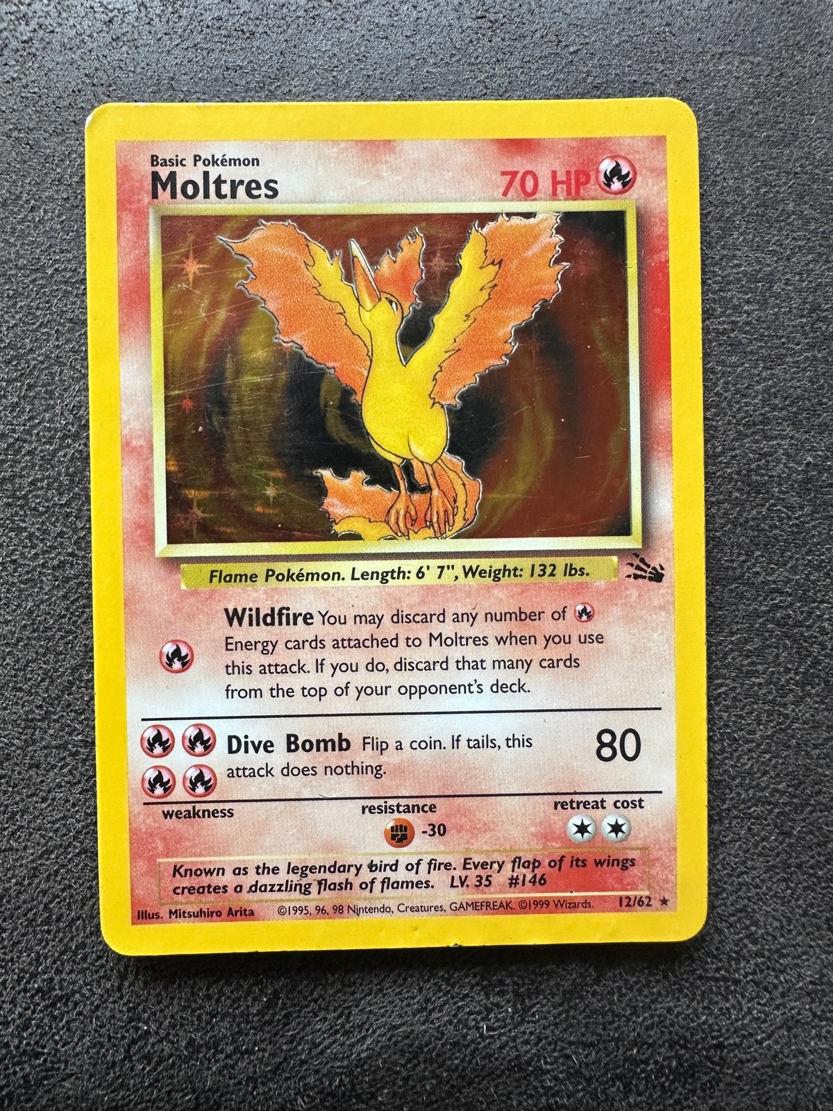 Moltres Pokémon kaart (Engels) - Fossil Set, Ophalen of Verzenden, Gebruikt, Losse kaart