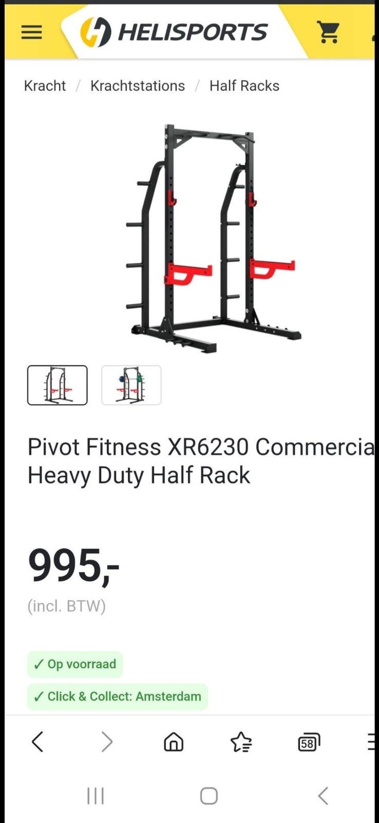 Pivot Fitness XR6230 Commercieel Half Rack, Sport en Fitness, Fitnessmaterialen, Ophalen, Nieuw, Rug, Overige typen