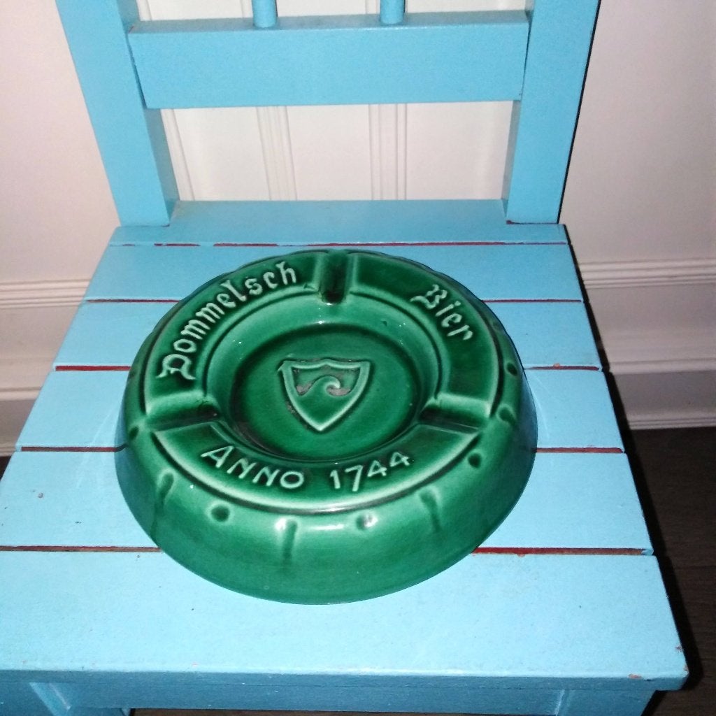 Vintage Dommelsch Bier asbak gemaakt van groen keramiek., Ophalen, Gebruikt, Overige typen, Dommelsch