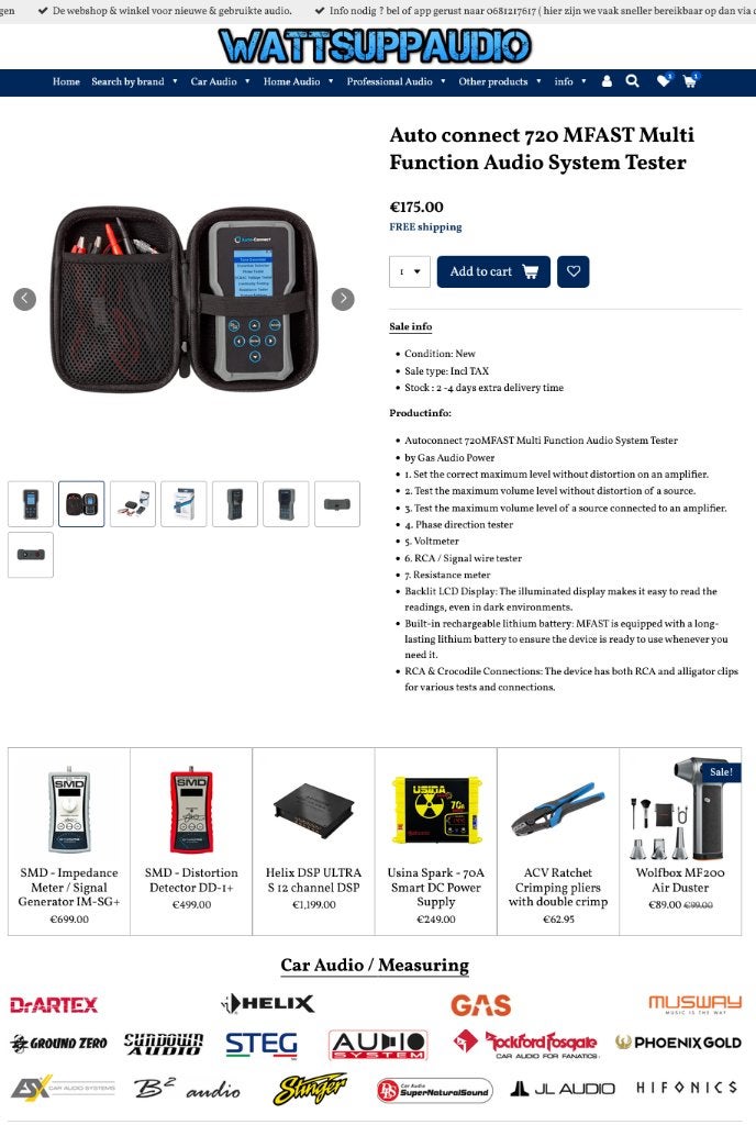 Auto connect 720 MFAST Multi Function Audio System Tester, Info@optimount.nl, Nieuw, Ophalen of Verzenden, Anholtseweg 48A 7091 HB DINXPERLO