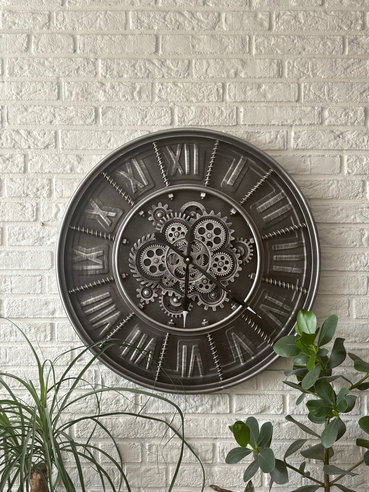 Klok, Huis en Inrichting, Woonaccessoires | Klokken, Ophalen, Wandklok, Grijs, Zichtbaar uurwerk