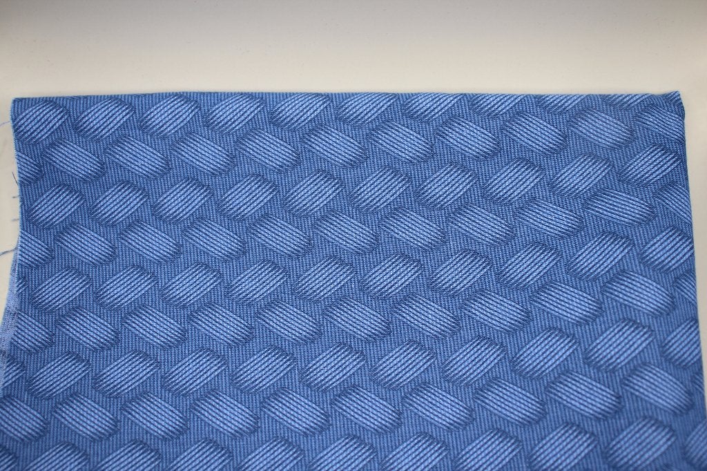 Coupon 100% katoen stof - blauw met gestreept design #4639, Blauw, Nieuw, Ophalen of Verzenden, 30 tot 120 cm