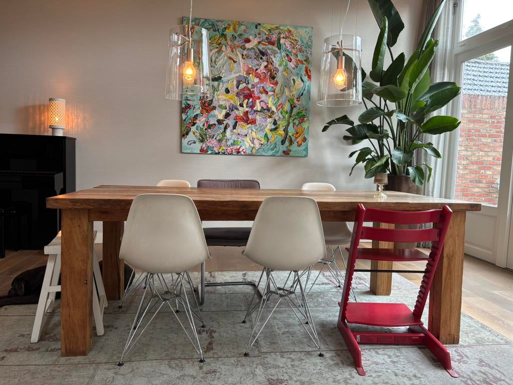 Eikenhouten eettafel, Ophalen, Gebruikt, 100 tot 150 cm, Eikenhout