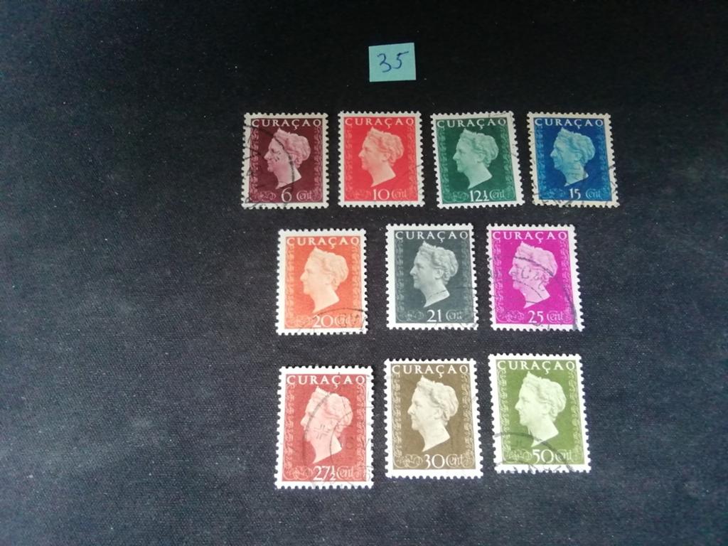 CURAÇAO SERIE NR 185/194 KONINGIN WILHELMINA GESTEMPELD, Ophalen of Verzenden, Gestempeld