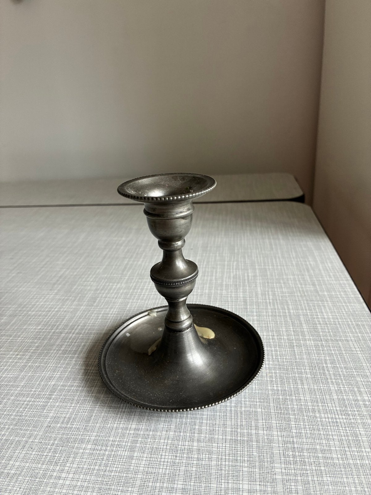 Vintage tinnen kandelaar - Made in Italy, 11 cm hoog, Ophalen of Verzenden, Overige materialen