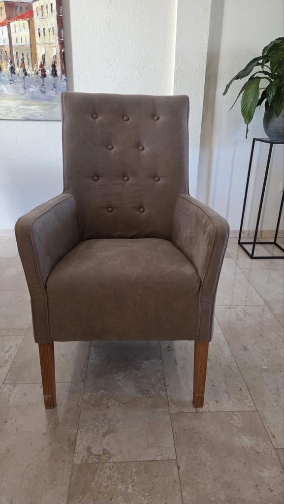 Set van 2 eetkamerstoelen - Makkelijk afpoetsbare stof, Ophalen, Gebruikt, Bruin, Twee