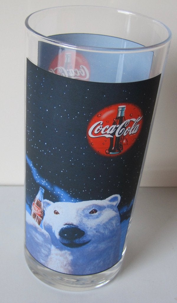 twee Coca Cola glazen met afbeelding van ijsbeer, Ophalen of Verzenden, Zo goed als nieuw, Frisdrankglas