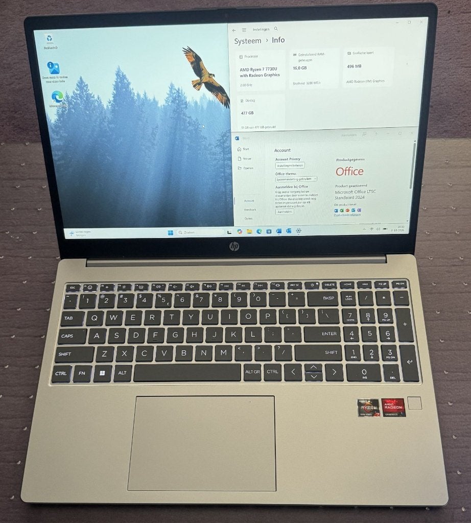 15” HP 15-FC0828ND , AMD RYZEN 7 7730UU,  16Gb , 512Gb SSD, Ophalen, Hp, 2 tot 3 Ghz, AMD Ryzen 7 7730U