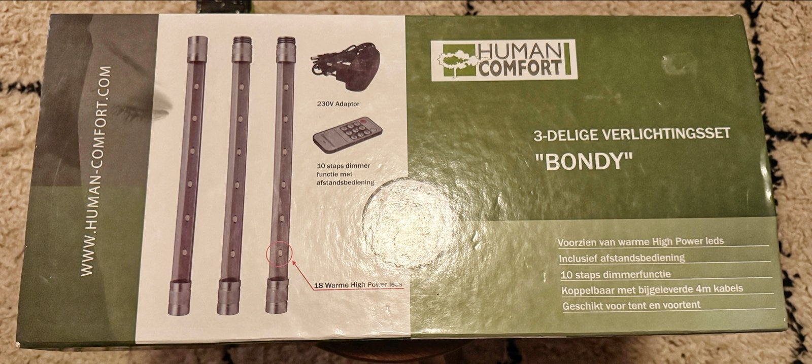 Human Comfort Bondy 3-delige LED verlichtingsset, Caravans en Kamperen, Ophalen of Verzenden, Zo goed als nieuw