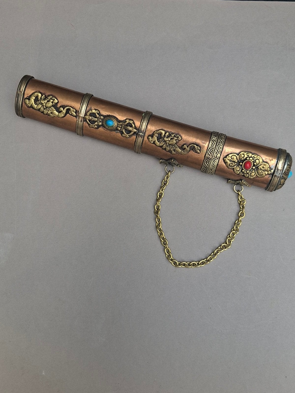 Vintage Tibetaanse Gebedsrol Mantra Koker - Boeddhistisch, Antiek en Kunst, Ophalen of Verzenden