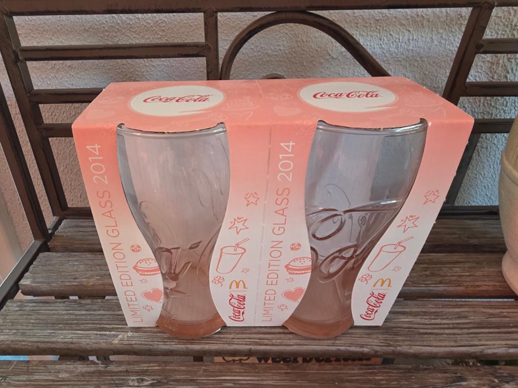 Coca-Cola glazen Mc donalds 2014 oranje 2 stuks Nieuw, Ophalen, Nieuw, Frisdrankglas
