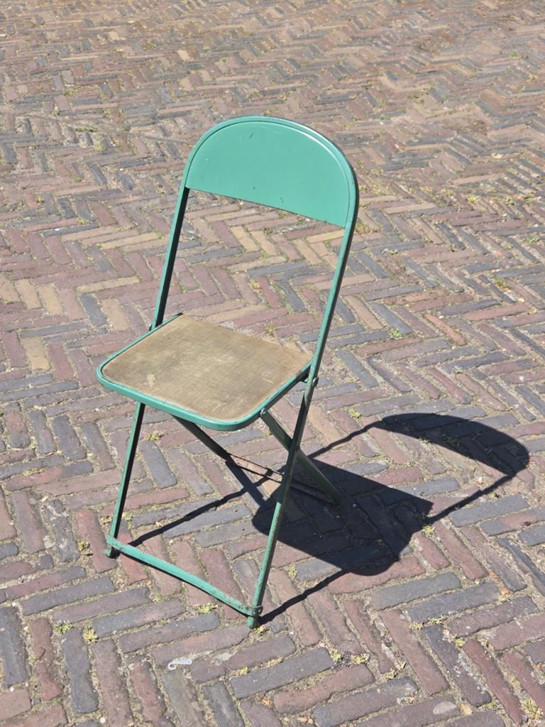 Mooi dun groen klapstoeltje, Huis en Inrichting, Stoelen, Ophalen, Zo goed als nieuw, Overige kleuren, Eén
