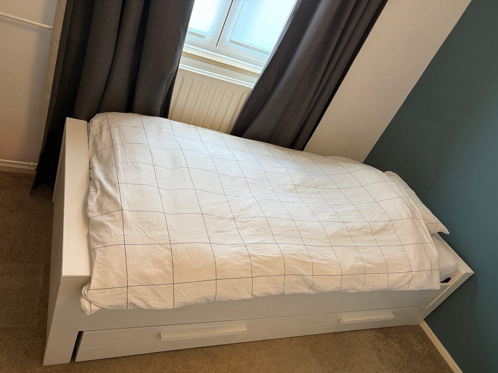 Eenpersoonsbed Dennis van Woood met lattenbodem (eventueel 2, Ophalen, 90 cm, Eenpersoons, Wit