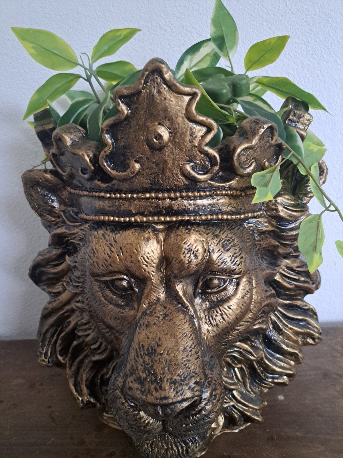 Leeuwenkop Plantenbak met Kroon - Unieke Decoratie, Minder dan 30 cm, Rond, Ophalen of Verzenden, Binnen