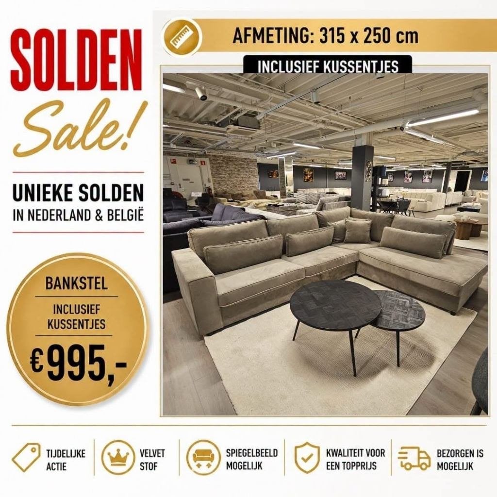 Hoekbank Mega Actie Lounge XL Spot Goedkope Stunt Ottomaan, Hoekbank, Ophalen of Verzenden, Metaal, 150 cm of meer