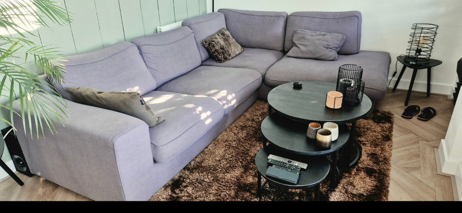 Comfortabele grijze hoekbank - 280x210x78cm, Ophalen, 250 tot 300 cm, Gebruikt, Hoekbank