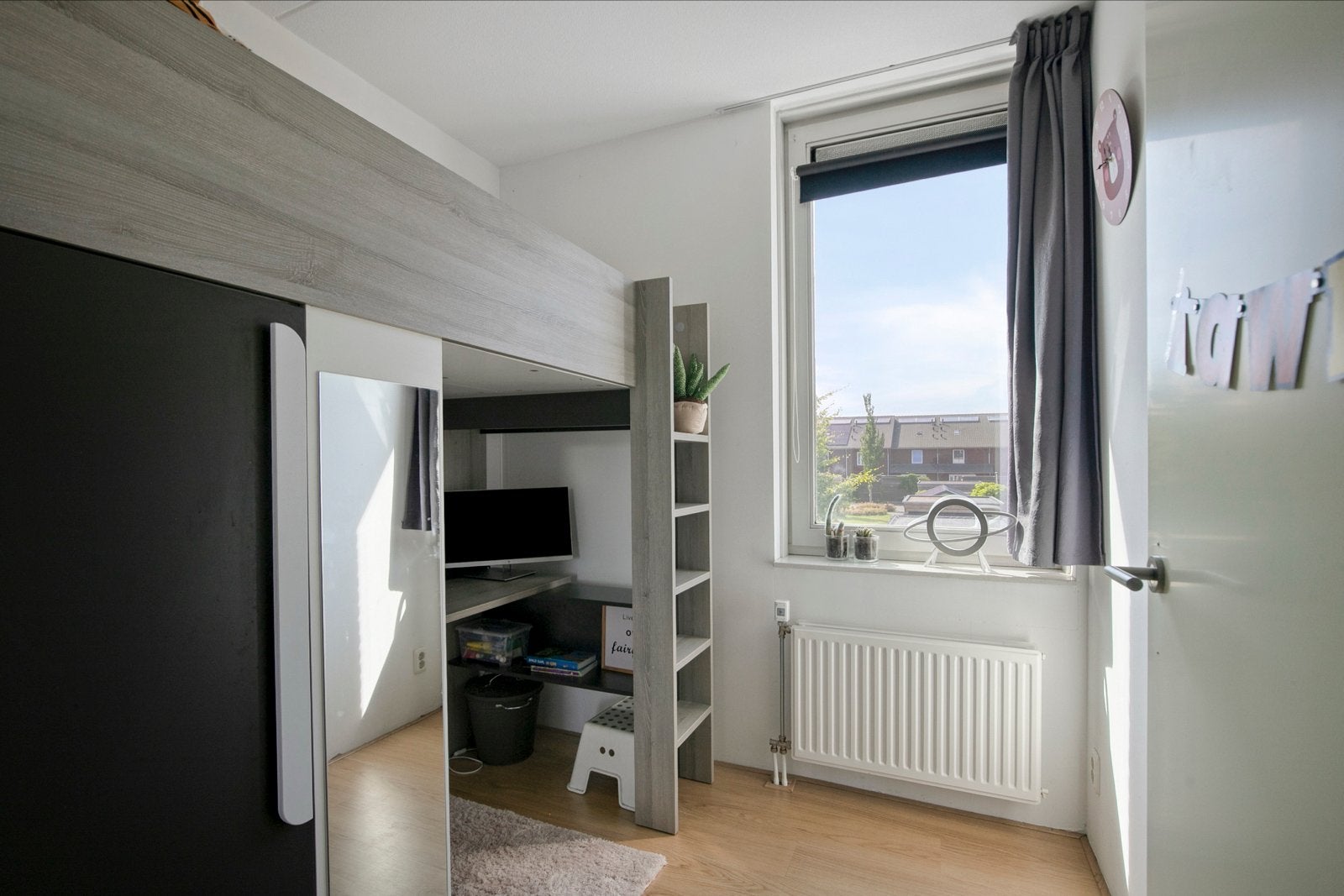 Hoogslaper met bureau en kast - 90x200, Ophalen, Gebruikt, Eenpersoons, 200 cm