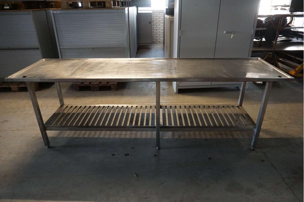 RVS werktafel tafel | 258x70, Zakelijke goederen, Niet ingevuld, Gebruikt, RVS Meubilair, Niet ingevuld