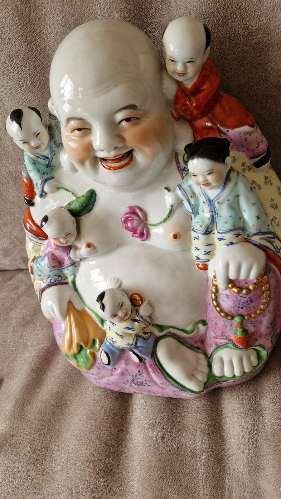 Grote Chinese Lachende Boeddha met zotjes Beeld, Antiek en Kunst, Ophalen of Verzenden