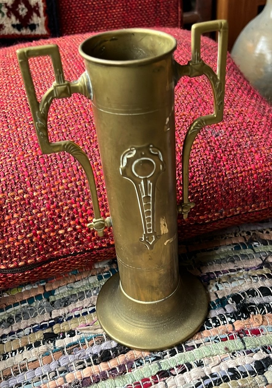 Antieke Messing Vaas - Jugendstil/Art Nouveaustijl, Ophalen of Verzenden