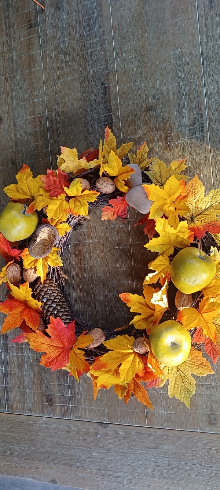 Herfstkrans voor de deur - 40 cm, Ophalen of Verzenden, Zo goed als nieuw, Krans, Natuurlijk materiaal