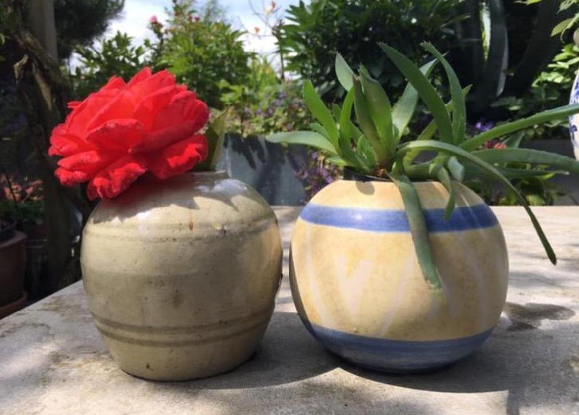 Unieke oud Hollandse vintage vazen design bloempotten bol, Ophalen