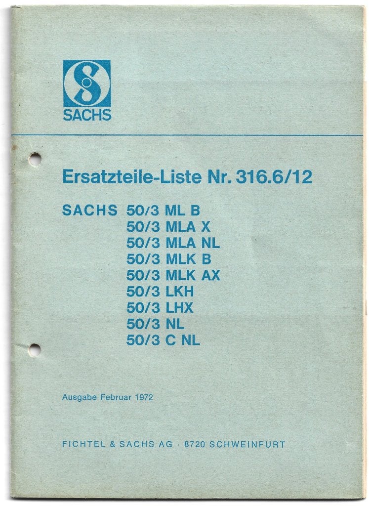 Sachs 50 /3 Ersatzteilliste onderdelenlijst (4206z), Verzenden, Zo goed als nieuw
