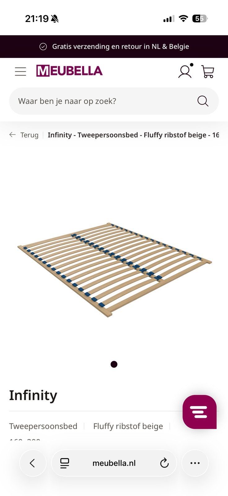 Meubella infinity 2 persoonsbed, Ophalen, 90 cm, Eenpersoons, Zo goed als nieuw