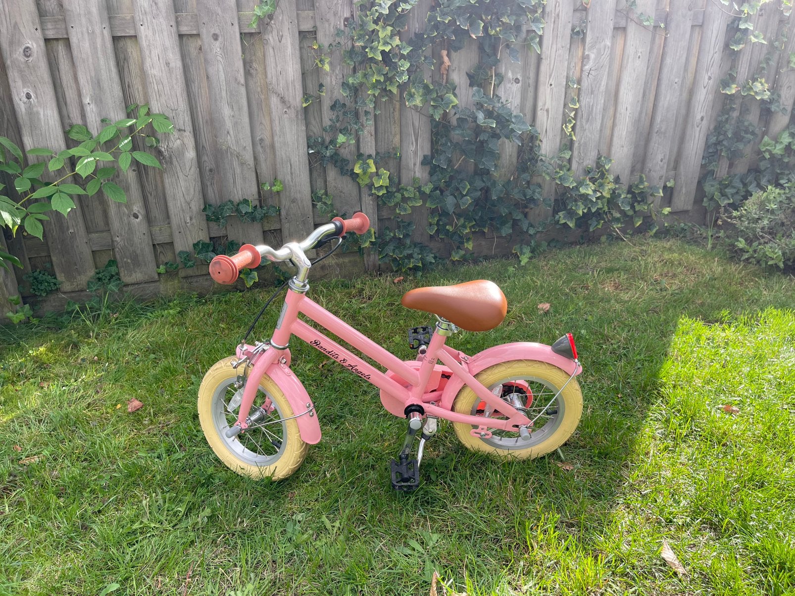 Roze kinderfiets Bandits & Angels, Ophalen, Terugtraprem, Zijwieltjes, Minder dan 16 inch