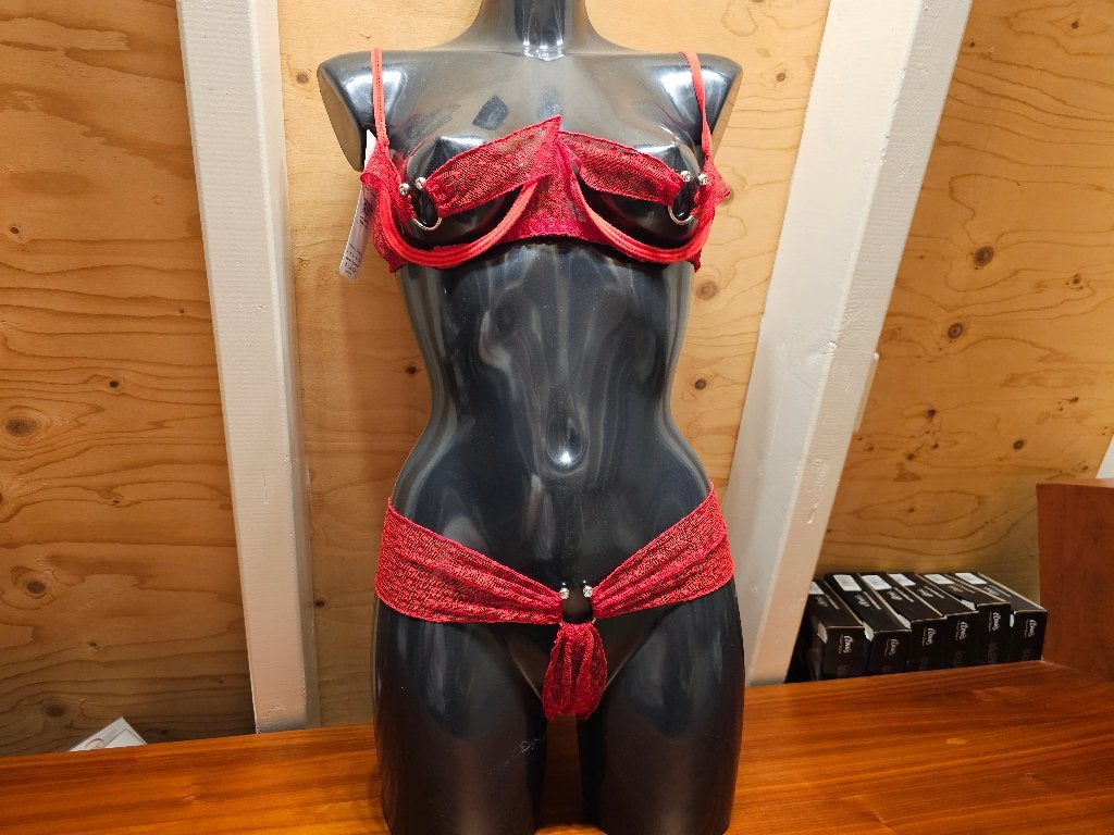 Pikante lingerieset opencup XXXL / 46, Ophalen of Verzenden, Rood, Setje