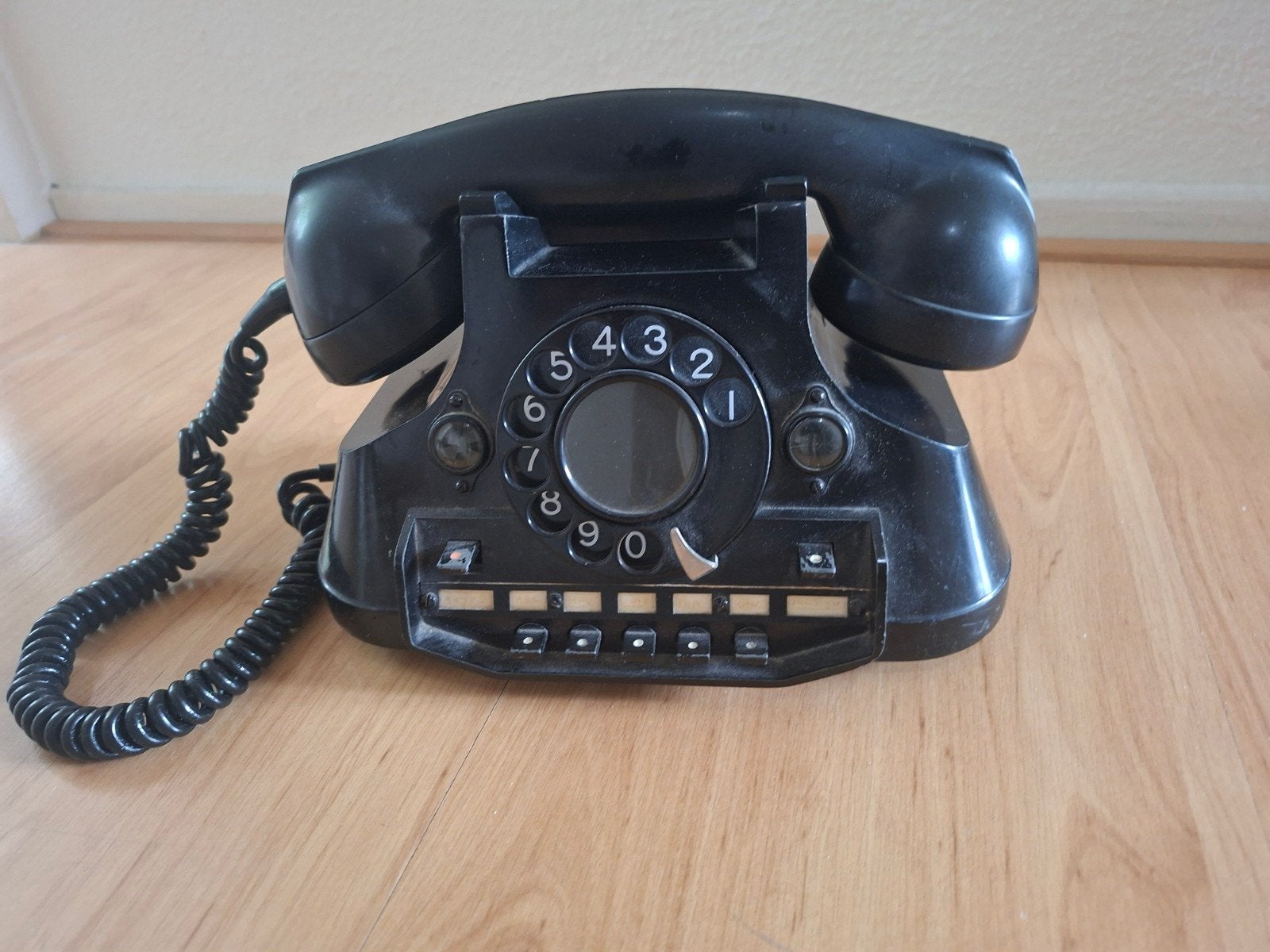 Vintage PTT Telefoon met Draaischijf - Zwart Bakeliet, Ophalen, Gebruikt, Met draaischijf