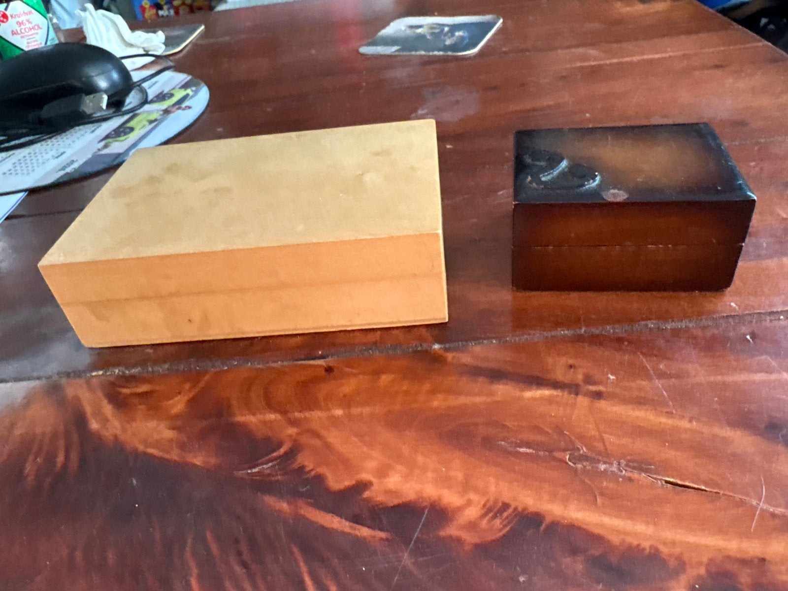Set van 2 houten doosjes met vakverdeling voor postzegels, Ophalen of Verzenden, Gebruikt