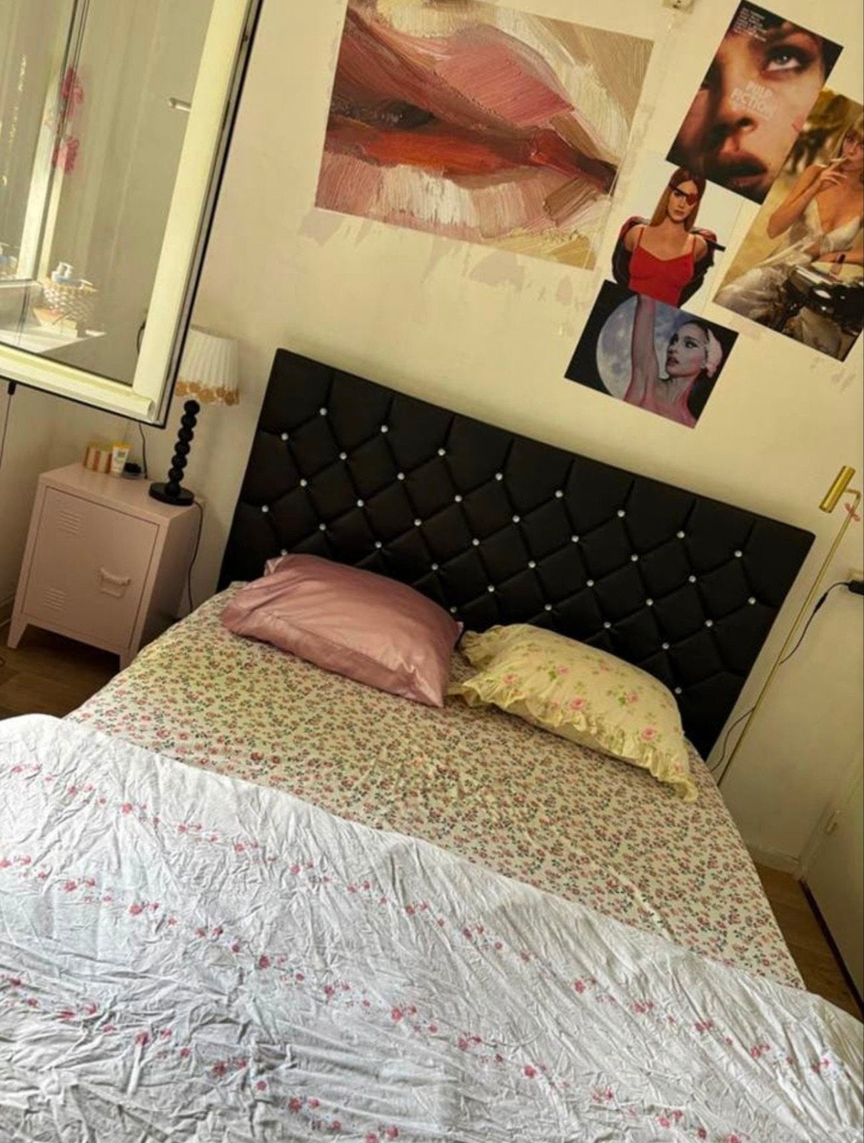 Stijlvol bed met glitter diamantjes, Huis en Inrichting, Overige materialen, Zwart, Tweepersoons, Zo goed als nieuw