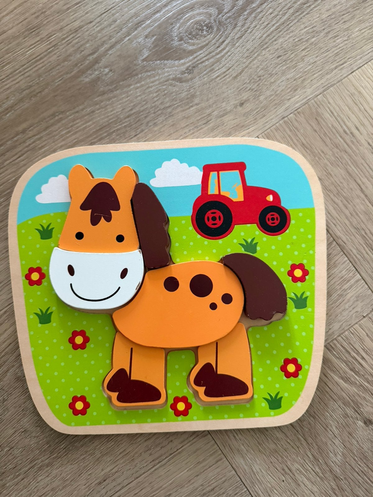 Houten paardenpuzzel – Kinderpuzzel boerderij, Ophalen of Verzenden, Zo goed als nieuw