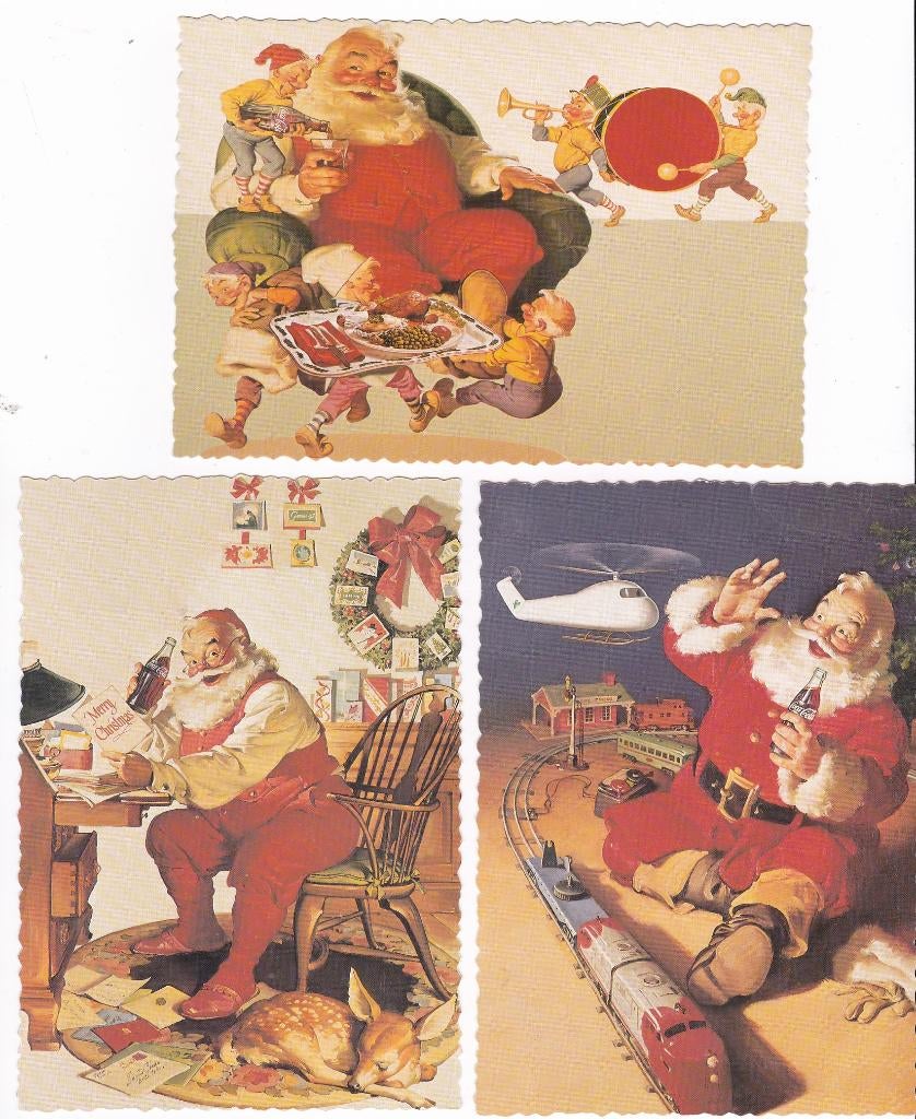 3x Coca-Cola Kerstman -Heruitgave van 3 vintage kaarten-, Verzenden, 1980 tot heden, Ongelopen, Cultuur en Media