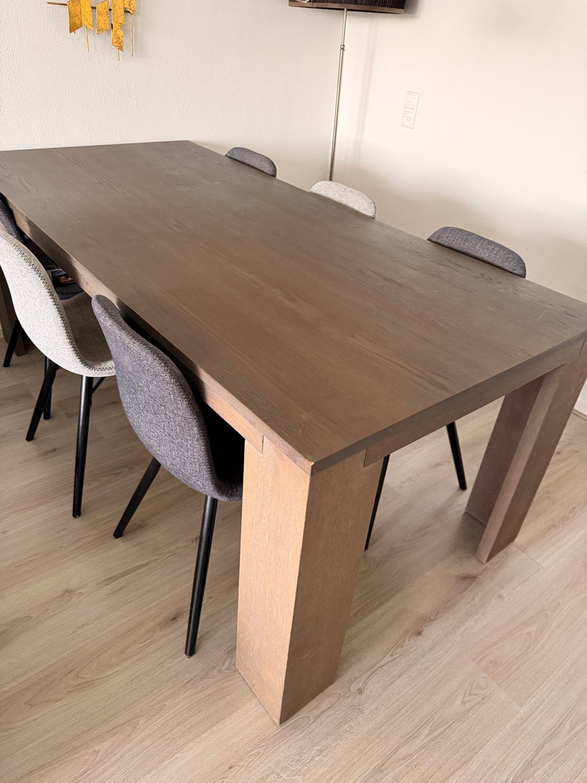 Grote eettafel met 6 stoelen, Ophalen, Gebruikt, 100 tot 150 cm, 200 cm of meer