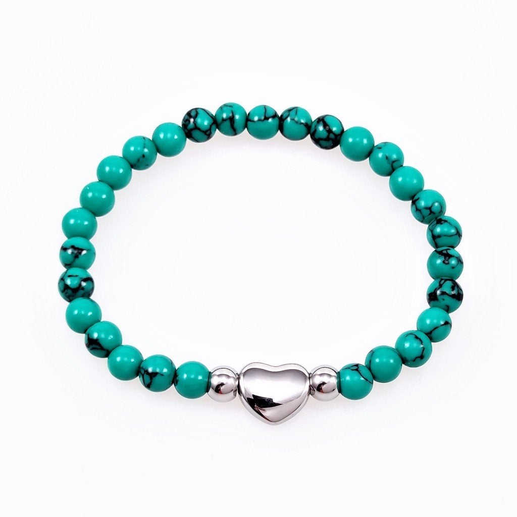 Groen Turkoois Armband Dames Natuursteen Elastiche Kralen, Overige materialen, Met bedels of kralen, Birgitta-Gracht 33, 6465 EL Kerkrade, Nederland