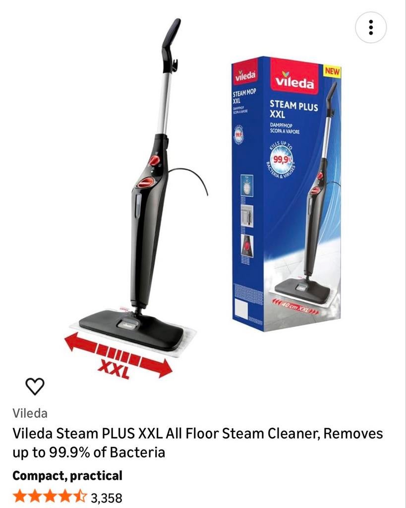 Vileda Steam PLUS XXL Stoommop - Slechts één keer gebruikt, Ophalen, Zo goed als nieuw, Overige typen