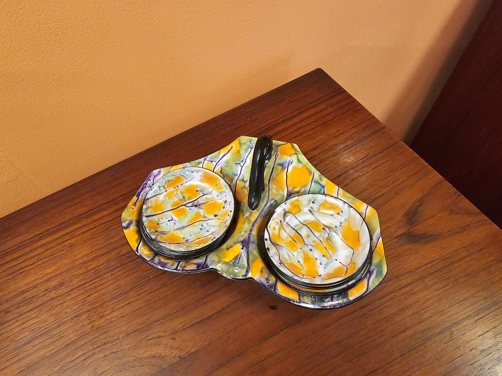 Vintage Gebrüder Porselein Schaal met 10 Mini Schaaltjes, Ophalen of Verzenden