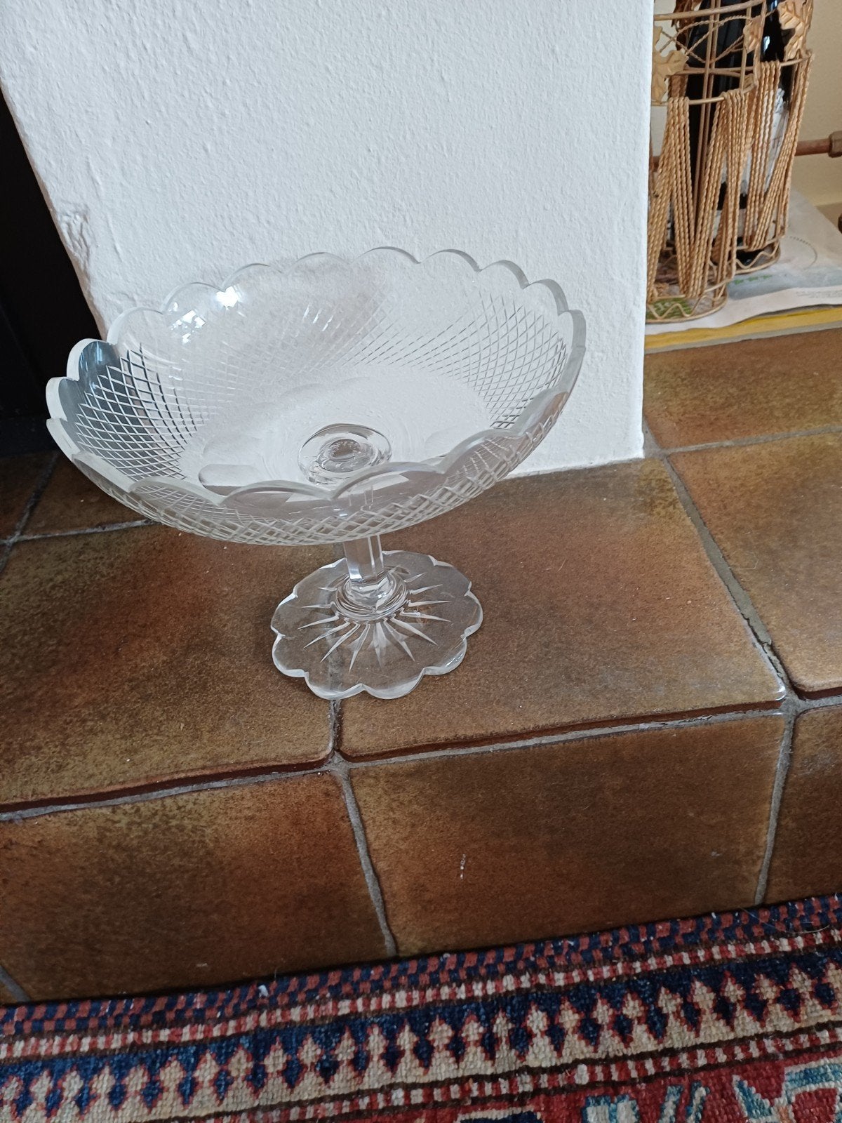Kristallen waaierschaal op voet, Antiek en Kunst, Ophalen of Verzenden
