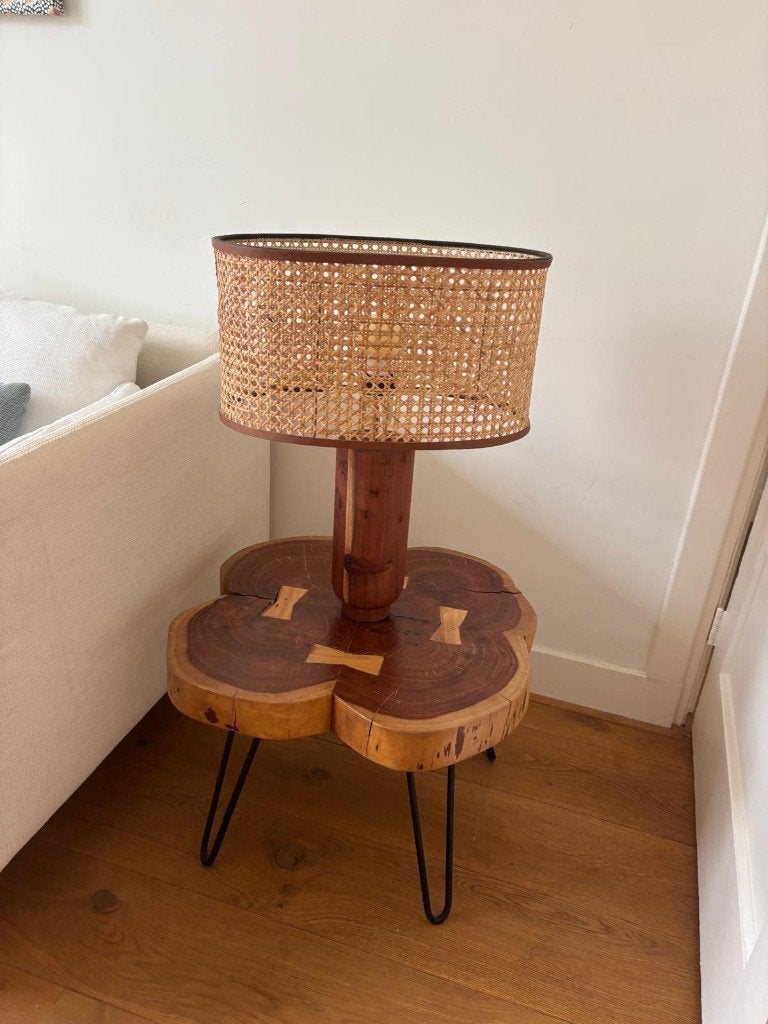 H&M rattan table lamp, Ophalen, Zo goed als nieuw, Minder dan 50 cm, Hout tafellamp