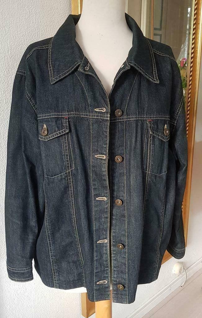 Nette dames spijkerjas, zwart, maat 46-48? (even meten), Ophalen of Verzenden, Gedragen, Maat 46/48 (XL) of groter, Zwart