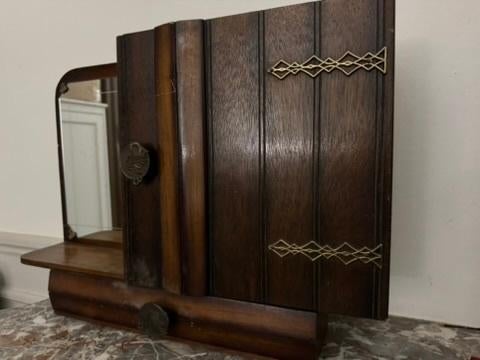 Art Deco Scheerspiegelkastje Eiken met Spiegel en Lade, Ophalen of Verzenden, Rechthoekig, Minder dan 50 cm