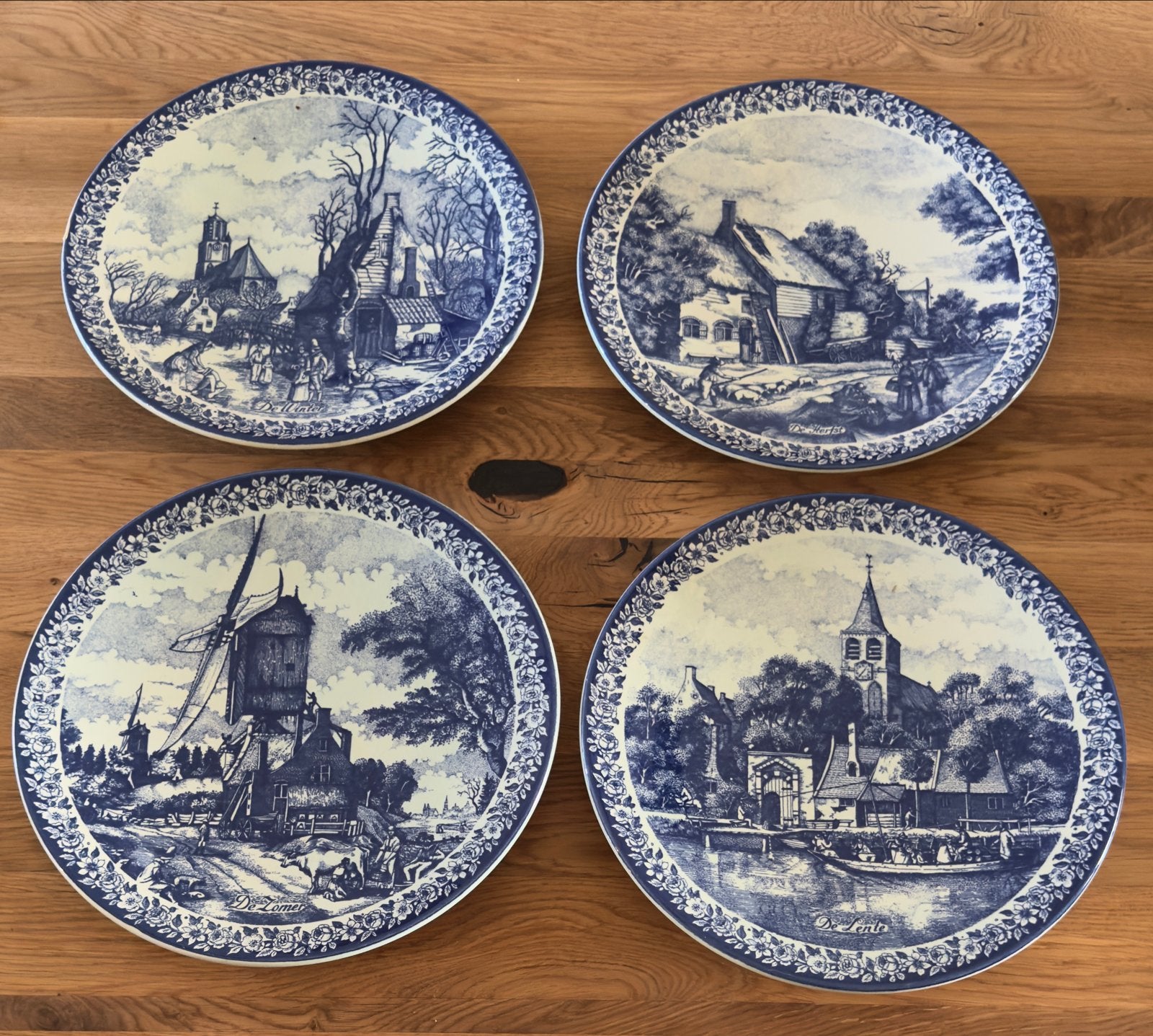 Delfts Blauw: De Vier Jaargetijden (Lente, Zomer, Herfst, Wi, Ophalen of Verzenden