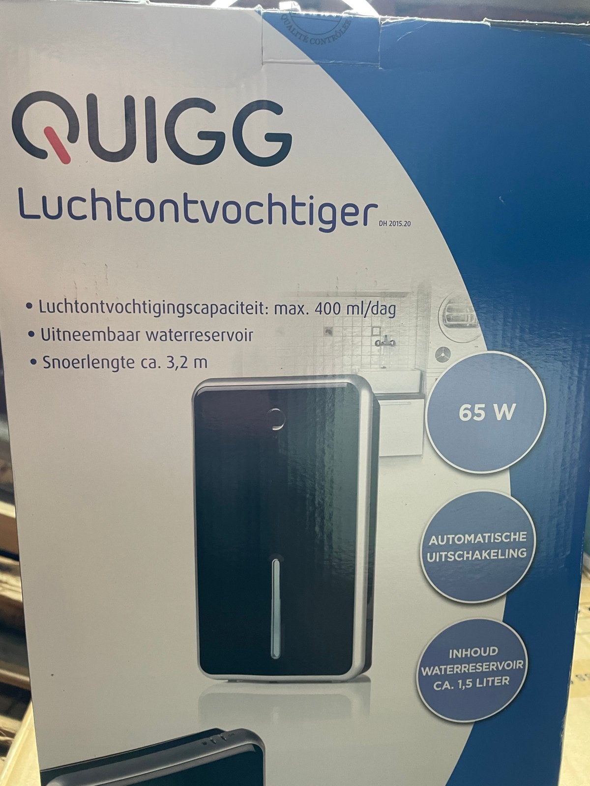 QUIGG Luchtontvochtiger - Max. 400 ml/dag, Ophalen, Zo goed als nieuw, Luchtontvochter