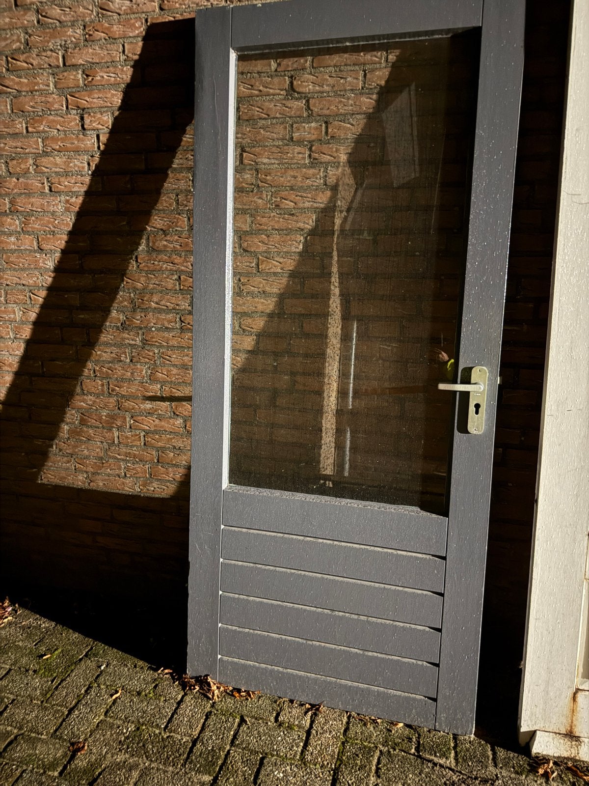 Hardhouten achterdeur met enkel glas circa 211,5 x 92,5 cm., Doe-het-zelf en Verbouw, Gebruikt, 80 tot 100 cm, Ophalen of Verzenden